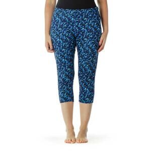 NIKE Women's Blue Printed Cropped Yoga Leggings Pants Sz 1X